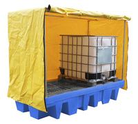 Cubeta colectora de PE con toldo superior de lona para 2 IBC/KTC de 1000 litros