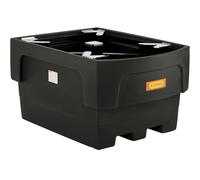 Cubeta colectora de PE para contenedores depósito IBC/KTC CEMO, para 1 IBC/KTC con recipiente de trasiego antepuesto