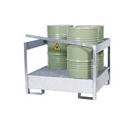 Cubeta colectora para bidones para el transporte y almacenamiento eurokraft pro, marco de acero abierto en la parte posterior y en los laterales, no apilables