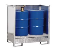 Cubeta colectora para bidones para el transporte y almacenamiento eurokraft pro, pared trasera y laterales cerrados, apilables