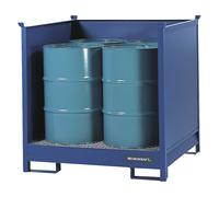 Cubeta colectora para bidones para el transporte y almacenamiento eurokraft pro, pared trasera y laterales cerrados, apilables