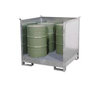 Cubeta colectora para bidones para el transporte y almacenamiento eurokraft pro, pared trasera y laterales cerrados, apilables