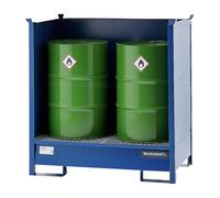 Cubeta colectora para bidones para el transporte y almacenamiento eurokraft pro, pared trasera y laterales cerrados, apilables