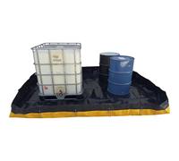 Cubeta colectora, plegable eurokraft basic, PE, negro/amarillo