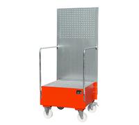 Cubeta colectora rodante con pared de placas perforadas eurokraft pro, 1 bidón de 200 l de pie, L x A x H 870 x 890 x 2110 mm
