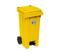 Cubeta Con Ruedas De Basura 120 Litros Con Pedal Amarillo Stefanplast