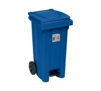 Cubeta Con Ruedas De Basura 120 Litros Con Pedal Azul Stefanplast