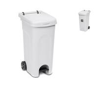 Cubeta Con Ruedas De Basura 120 Litros Con Pedal Blanco Stefanplast