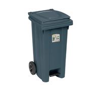 Cubeta Con Ruedas De Basura 120 Litros Con Pedal Gris Stefanplast