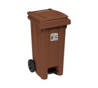 Cubeta Con Ruedas De Basura 120 Litros Con Pedal Marrón Stefanplast
