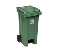 Cubeta Con Ruedas De Basura 120 Litros Con Pedal Verde Stefanplast