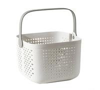 Cubeta de Baño Portátil con Mango, Cesta Organizadora con Base Hueca para Secado para rápido, Contenedor de Plástico PP para Artículos de Aseo, Uso en Cocina o Viaje, 22.5x16.5x21cm(white)