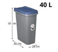 Cubeta De Basura De Plástico Con Tapa De Color Y Ruedas Eco System 40L
