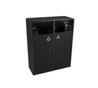 Cubeta de Basura Exterior Bote de Basura for Exteriores de 38L/80L Bote de Basura de Metal Cuadrado de Doble Barril Negro con Apertura Lateral, Bote de Basura Comercial doméstico Moderno (con cenicero