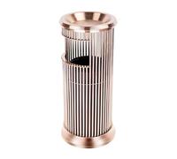 Cubeta de Basura Exterior Cylindrical Trash Can, Vertical Stainless Steel Trash Can with Top Ashtray Tray, Commercial Waste Container for Indoor and Outdoor Use Contenedor de Residuos(Rose gold)