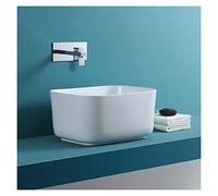 Cubeta de lavabo Fregadero de baño blanco, diseño lavabo profundo, cerámica, artístico sobre encimera, for, mueble tocador Mueble de baño(Grande)