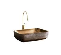 Cubeta de lavabo Lavabo de baño rectangular cerámica vintage, combinado con desagüe Mueble de baño