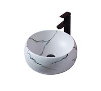 Cubeta de lavabo Lavabo de baño sobre encimera cerámica blanca porcelana redonda, 40 x 15 cm Mueble de baño
