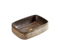 Cubeta de lavabo Lavabo de cerámica for exterior, estilo retro chino, cuadrado, for encimera, 48 x 33 12 cm (largo ancho alto) Mueble de baño