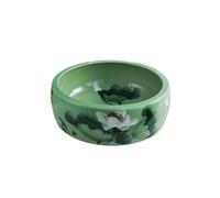 Cubeta de lavabo Lavabo redondo con diseño de loto hecho a mano, lavabo artístico cerámica gruesa for baño Mueble de baño(Green)