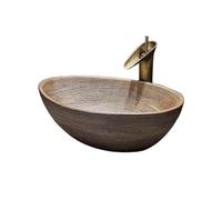 Cubeta de lavabo Lavabo sobre encimera, lavabo for balcón, arte de cerámica, Retro for lavar a mano, lavabos for el baño del hogar Mueble de baño(Bruin)