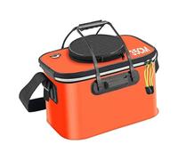 Cubeta de Pesca Plegable Recipiente para Peces Portátil Organizador de Almacenamiento de EVA con Correa Adecuado para Pescadores Novatos Y Exper, 35 Cm X 24 Cm X 22 Cm, Naranja con Asa