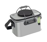 Cubeta de Pesca Plegable Recipiente para Peces Portátil Organizador de Almacenamiento de EVA con Correa Adecuado para Pescadores Novatos Y Exper, 35 Cm X 24 Cm X 22 Cm, Gris con Asa