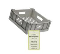 CubetasGastronorm ® Bandeja Plastico Industrial 350x350x110 H mm Lavavasos Lavavajillas Hosteleria Restaurante Apilable Resistente Termico Higienico Secado Rapido Perforado Cocina Profesional OS51787