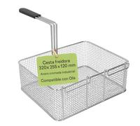 CubetasGastronorm ® Cesta Freidora 320x255x120 Mm Acero Cromado Mango Termoaislado Recambio Industrial compatible con Olis Baron Bartscher Metos Freidoras Gas Coccion Hosteleria Reparacion Hogar