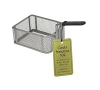 CubetasGastronorm ® Cesta Freidora Profesional 10L Acero Inoxidable Repuesto Hostelería Compatible con movilfrit Modelos F-10 FH10 FAH10 Medidas 245x190x120 Asa Fría Antideslizante Malla