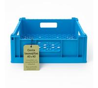 CubetasGastronorm ® Cesta Lavavajillas 40x40 Polipropileno 2115116 Industrial Azul Carga Frontal Base Perforada Platos y Vasos Compatible Universal Resistente a Alta Temperatura Repuesto Hostelería