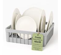 CubetasGastronorm ® Cesta para Platos 40x40 para Lavavajillas Industrial 150 mm Polipropileno Alta Resistencia 91LV51784 Bordes Redondeados Compatible con Lava vasos Hostelería Rack Universal Trabajo