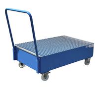 Cubeto de retención rodante de chapa de acero eurokraft basic, L x A 1200 x 800 mm, 2 bidones de 200 l de pie