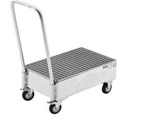 Cubeto de retención rodante de chapa de acero eurokraft basic, L x A 800 x 500 mm, 2 bidones de 60 l de pie