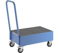 Cubeto de retención rodante de chapa de acero eurokraft basic, L x A 800 x 500 mm, 2 bidones de 60 l de pie