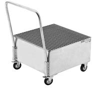 Cubeto de retención rodante de chapa de acero eurokraft basic, L x A 800 x 800 mm, 1 bidón de 200 l de pie