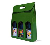 cubex professional 30 botelleros de cartón verde para 3 botellas de vino - Elegante y resistente, perfecto para regalos de Navidad y paquetes ecológicos de botellas de alta calidad