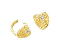 Cubic Zirconia Heart Earrings, Gold Plated Copper Small Love Hoop Earrings Dainty Jewelry, for Women Wedding Birthday Gift
