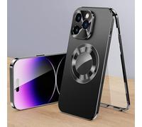 Cubiccredit Phone Case, Cubiccredit Double-Sided Magnetic Phone Case, Fully Enclosed Glass Buckle Design, Magnetic Double-Sided Anti-Peep Glass, for iPhone 12/13/14/15/16 Series (Black,14Pro)