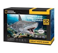 CubicFun 661098 National Geographic Puzle 3D de tiburón Blanco, Puzzle de Animales 3D con 72 Piezas, Kit de construcción para niños a Partir de 8 años
