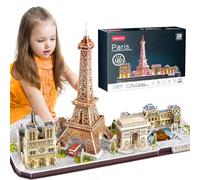 CubicFun Puzzle 3D LED Cityline de París con Monumentos Famosos | Kit de Construcción Iluminado para Niños de 8+ y Adultos: Torre Eiffel, Notre Dame, Louvre y Arco del Triunfo