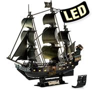 CubicFun Puzzle 3D LED Venganza de la Reina Ana Maquetas para Construir Adultos, Grande Maquetas de Barcos Pirata con Detalles Interiores, Recuerdo Regalo para Niños y Adultos, 293 Piezas
