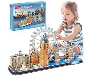 CubicFun Puzzle 3D UK London Tower Bridge Big Ben City Skyline DIY Edificio Modelo Kits Regalo para Adultos y Niños, 107 Piezas