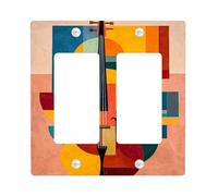 Cubierta abstracta para interruptor de luz de violín, cubierta de toma, arte musical geométrico colorido para decoración del hogar, placas de pared termoplásticas, balancín doble de tamaño estándar