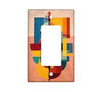 Cubierta abstracta para interruptor de luz de violín, cubierta de toma, arte musical geométrico colorido para decoración del hogar, placas de pared termoplásticas, balancín individual de tamaño