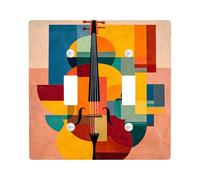 Cubierta abstracta para interruptor de luz de violín, cubierta de toma, arte musical geométrico colorido para decoración del hogar, placas de pared termoplásticas, doble palanca de tamaño estándar