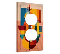 Cubierta abstracta para interruptor de luz de violín, cubierta de toma, arte musical geométrico colorido para decoración del hogar, placas de pared termoplásticas, toma dúplex individual de tamaño