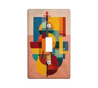 Cubierta abstracta para interruptor de luz de violín, cubiertas de tomacorrientes, arte musical geométrico colorido para decoración del hogar, placas de pared termoplásticas, tamaño estándar, palanca