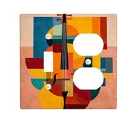 Cubierta abstracta para interruptor de luz de violín, cubiertas de tomacorrientes, arte musical geométrico colorido para decoración del hogar, placas de pared termoplásticas, tamaño estándar dúplex