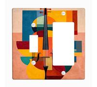 Cubierta abstracta para interruptor de luz de violín, cubiertas de tomacorrientes, arte musical geométrico colorido para decoración del hogar, placas de pared termoplásticas, balancín de palanca de